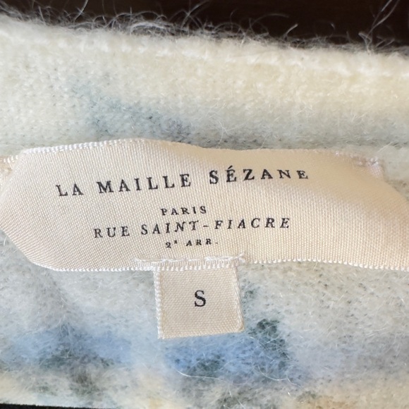 Sezane Nerys Cardigan Blue Floral Sweater. Size Small - Picture 12 of 12